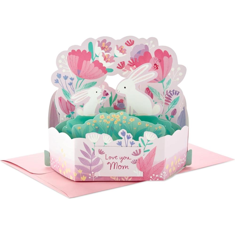 imageHallmark Paper Wonder Mothers Day Pop Up Card Bunnies for Spring Easter Card for MomPop Up Bunnies