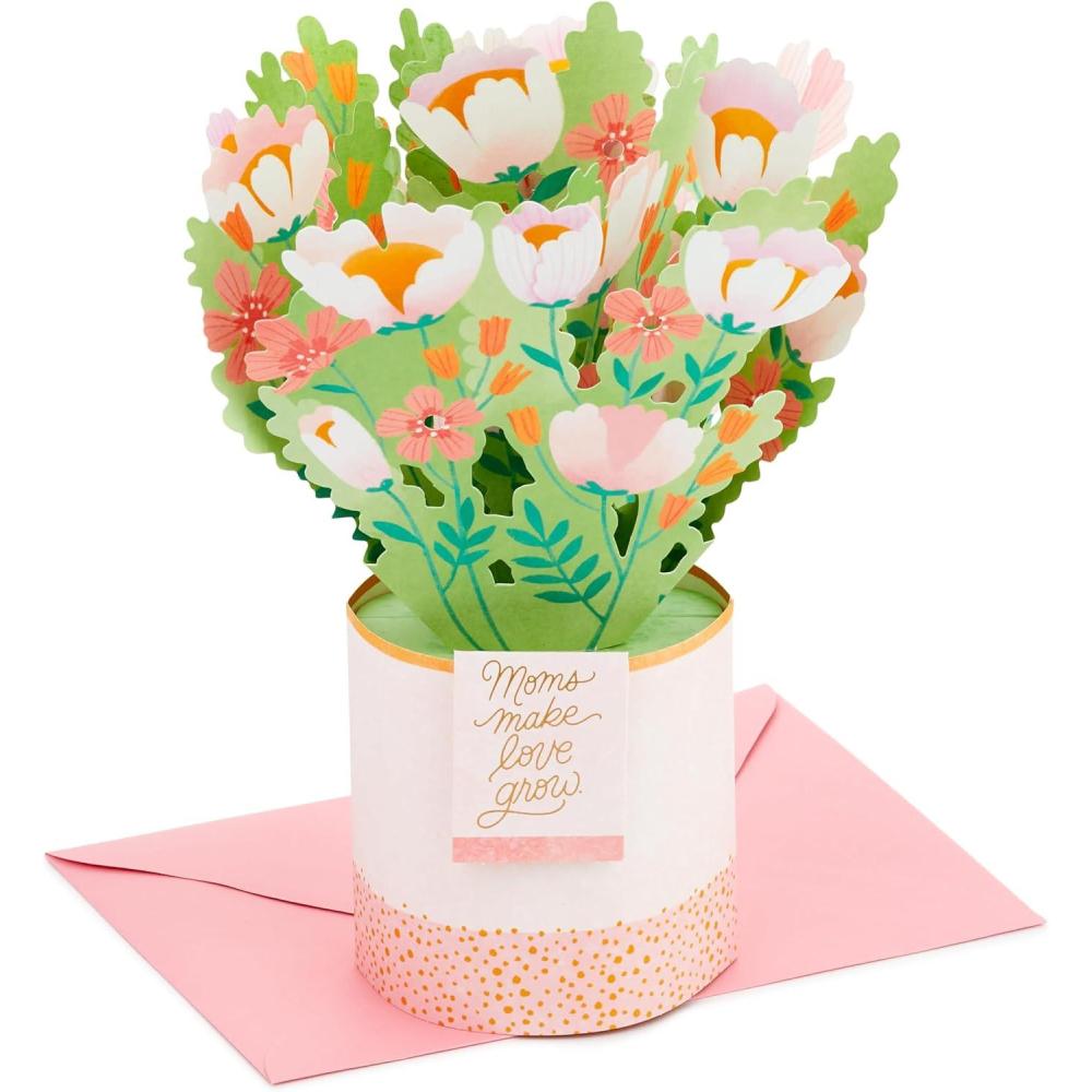 imageHallmark Paper Wonder Mothers Day Pop Up Card Pink and Gold Flower BouquetPink and Gold Bouquet