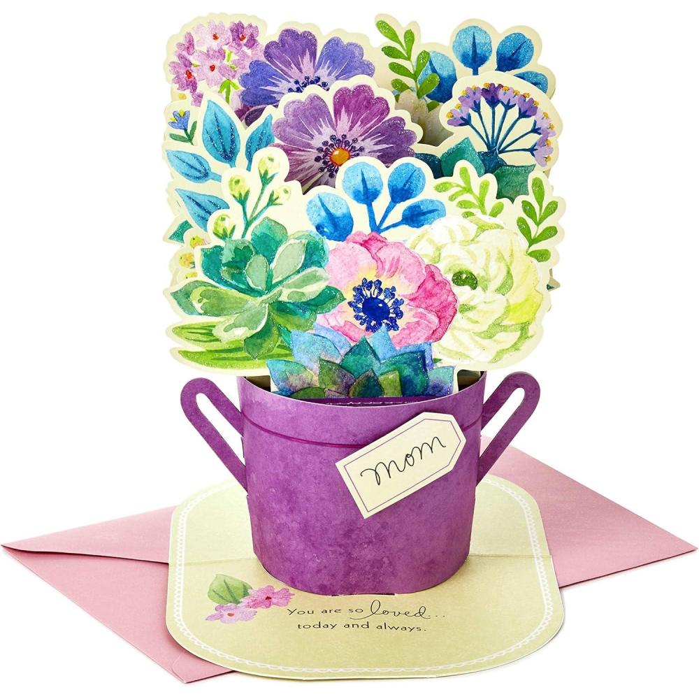 imageHallmark Paper Wonder Mothers Day Pop Up Card Purple Flower Bouquet Beautiful in Every WayBlue Flower Bouquet  For Mom  You Are So Loved