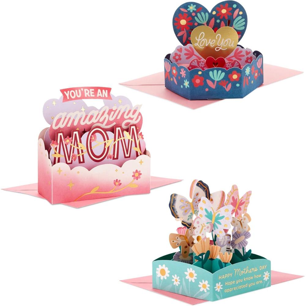 imageHallmark Paper Wonder Mothers Day Pop Up Cards Assorted Pack of 3 Mini 3D Cards Amazing MomMini Assorted Pop Ups  3 Cards with Envelopes
