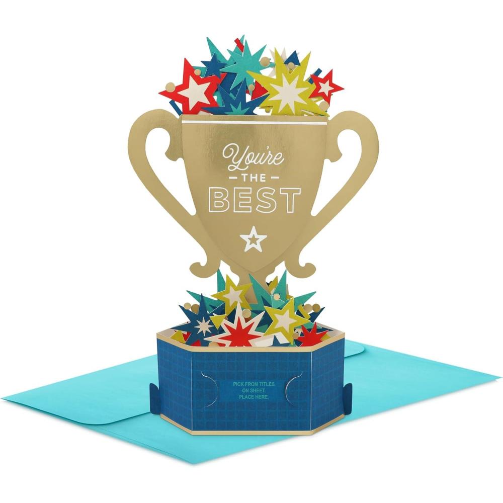 imageHallmark Paper Wonder Pop Up Fathers Day Card Worlds Best Dad Trophy or Birthday Card for DadYoure the Best
