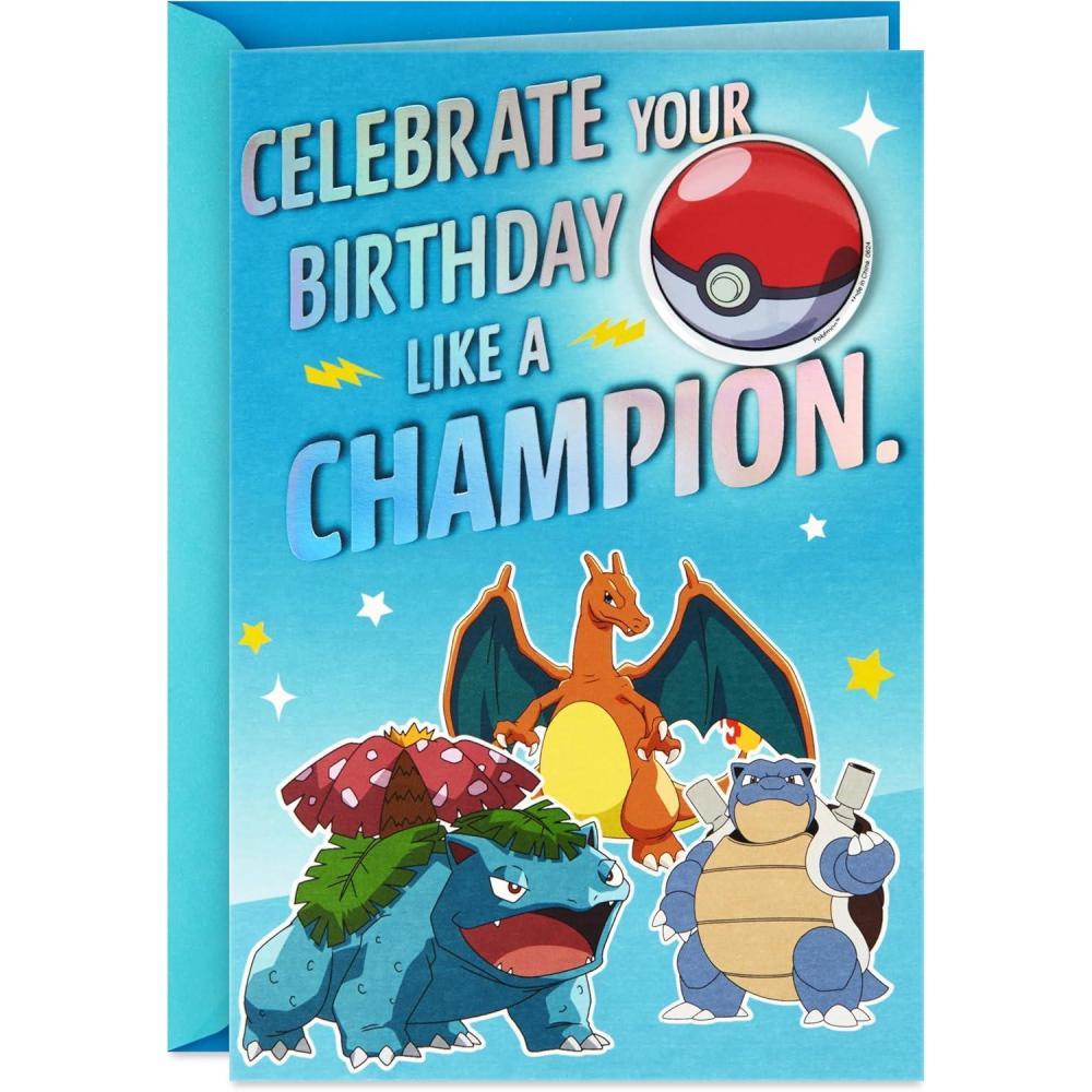 imageHallmark Pokmon Valentines Day Cards and Stickers for Kids School 24 Classroom Valentines with EnvelopesBirthday Card
