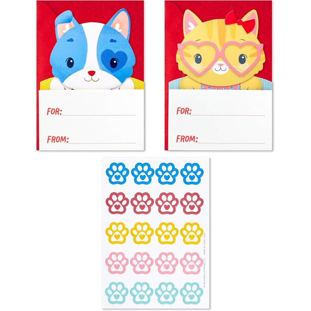 imageHallmark Sanrio Hello Kitty Valentines Day Cards for Kids School 36 Classroom Valentines with EnvelopesKittens and Puppies Valentines with Stickers