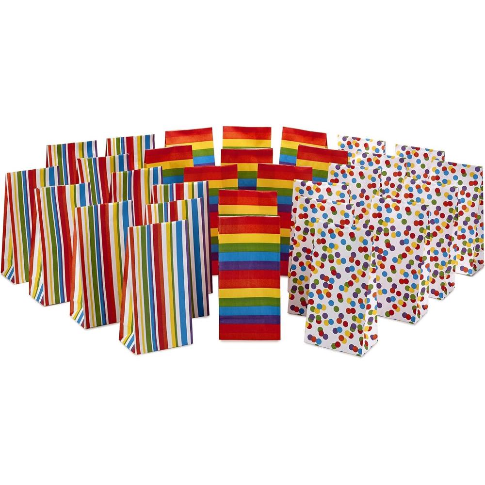 imageHallmark Spring Pastel Party Favor and Wrapped Treat Bags Assorted Designs 30 Ct 10 Each of Chevron Dots Stripes for Baby Showers Birthdays Easter Mothers Day Care Packages May DayVertical Stripes  Horizontal Stripes  Polka Dots