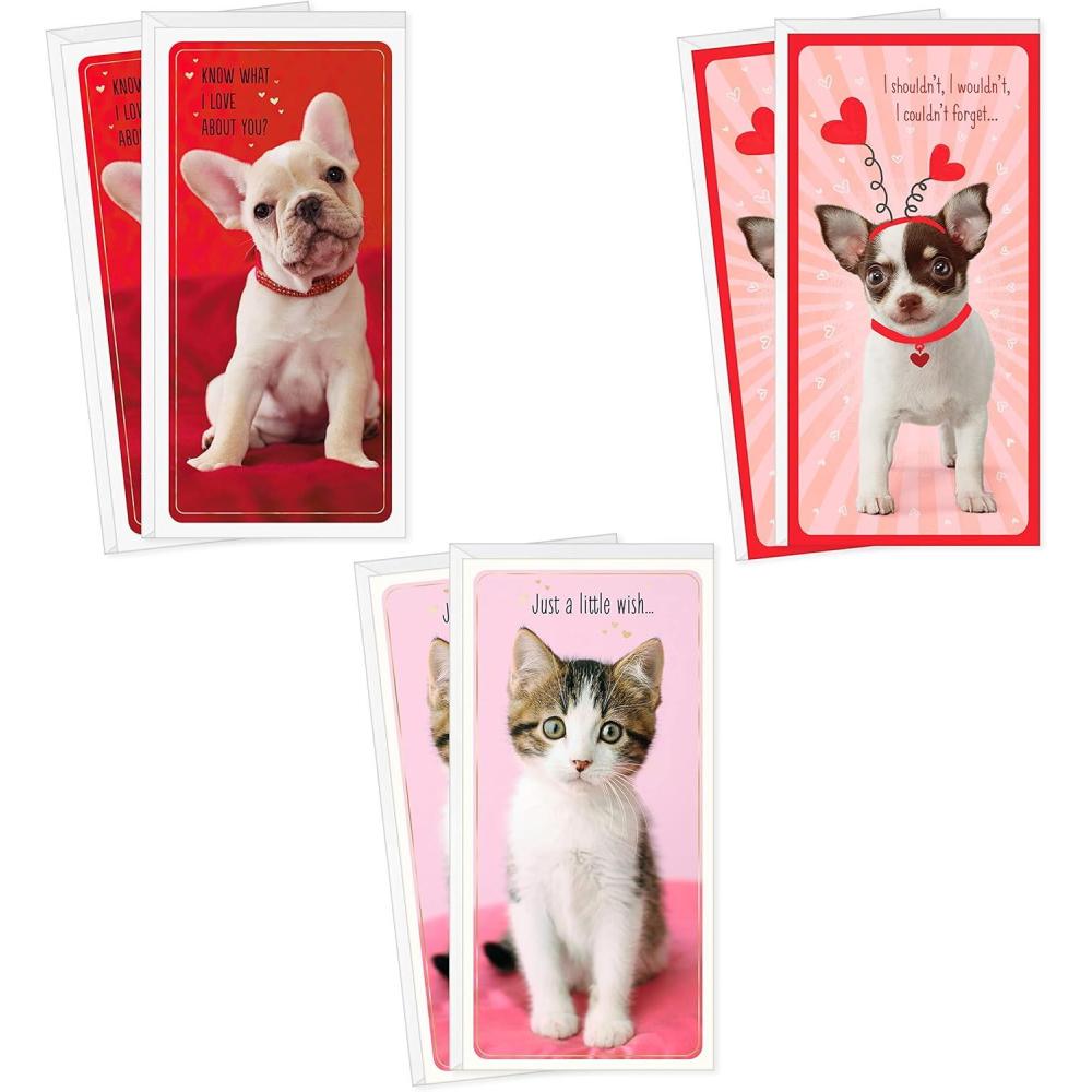 imageHallmark Valentines Day Cards Assortment for Kids Unicorn and Sloth 6 Valentines Day Cards with EnvelopesPuppies and Kittens