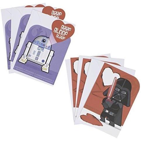 imageHallmark Valentines Day Cards Assortment for Kids Unicorn and Sloth 6 Valentines Day Cards with EnvelopesStar Wars  Vader and R2D2