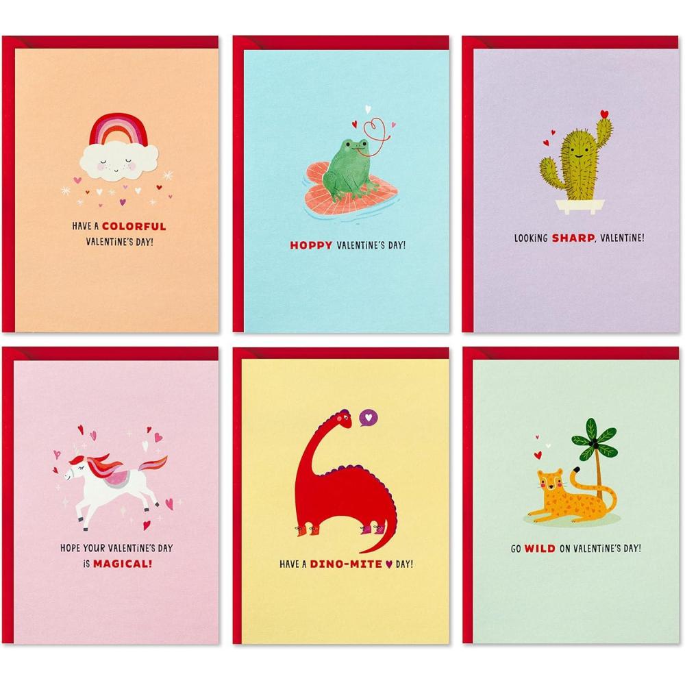 imageHallmark Valentines Day Cards for Kids School Animal Puns 36 Blank Classroom Valentines with Envelopes