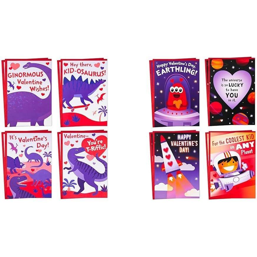 imageHallmark Vida Spanish Valentines Day Cards Assortment for Kids 8 Valentines Day Cards with Envelopes Feliz Da de San ValentnPurple and Red