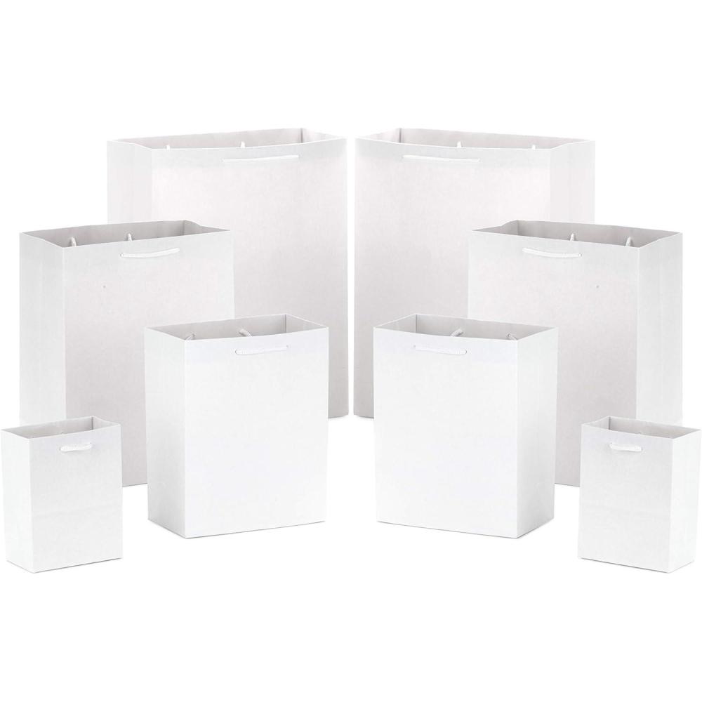imageHallmark White Gift Bags in Assorted Sizes 8 Bags 2 Small 5quot 2 Medium 8quot 2 Large 11quot 2 Extra Large 14quot for Christmas Weddings Bridal Showers Birthdays GraduationsWhite