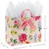 Hallmark 10″ Large Mother’s Day Gift Bag with Tissue Paper (Vintage Floral with Pink Bow) for Easter, Bridal Showers, Graduations, New Moms(Floral)