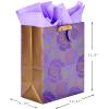 Hallmark 13″ Large Father’s Day Gift Bag with Tissue Paper and Gift Tag (Happy Dad Day, Light Blue)(Purple Flowers)