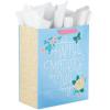 Hallmark 13″ Large Mother’s Day Gift Bag with Tissue Paper (Pastel Floral Stripe with Gold Accents) for Mom, Grandma, Nana, New Mothers(Light Blue)