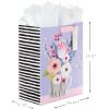 Hallmark 13″ Large Mother’s Day Gift Bag with Tissue Paper (Pastel Floral Stripe with Gold Accents) for Mom, Grandma, Nana, New Mothers(Purple Black)