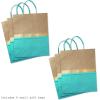 Hallmark 13″ Large Paper Gift Bags (Pack of 6 – Turquoise & Kraft) for Birthdays, Easter, Weddings, Mother’s Day, Baby Showers, Bridal Showers or Any Occasion(Turquoise)