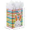 Hallmark 17″ Extra Large Easter Gift Bag with Tissue Paper (Bunny Face, Rainbow Plaid) for Kids Presents, Easter Baskets