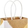 Hallmark 6″ Small Paper Gift Bags, 8-Pack (White and Kraft) for Birthdays, Christmas, Weddings, Graduations, Baby Showers, Bridal Showers, Care Packages and More(White  Gold)