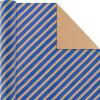 Hallmark All Occasion Reversible Wrapping Paper – Gold & Kraft Stripes, Triangles, Chevron, Polka Dots(Kraft  Blue  Red  White)