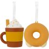 Hallmark Better Together Santa Milk Mug and Christmas Tree Cookie Magnetic Christmas Ornaments, Set of 2, Shatterproof(Donut & Festive Drink)
