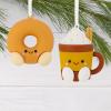 Hallmark Better Together Santa Milk Mug and Christmas Tree Cookie Magnetic Christmas Ornaments, Set of 2, Shatterproof(Donut & Festive Drink)