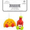Hallmark Better Together Santa Milk Mug and Christmas Tree Cookie Magnetic Christmas Ornaments, Set of 2, Shatterproof(Taco & Hot Sauce)
