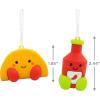 Hallmark Better Together Santa Milk Mug and Christmas Tree Cookie Magnetic Christmas Ornaments, Set of 2, Shatterproof(Taco & Hot Sauce)