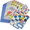 Hallmark Flat Wrapping Paper Sheets with Cutlines on Reverse (12 Folded Sheets with Sticker Seals) Red, Blue, Green, Yellow Geometric, Stripes, Dots for Birthdays, Father’s Day, Graduation(Colorful Floral  Black and White  Blue)