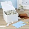 Hallmark Medium Gift Box with Lid and Shredded Paper Fill (Blue 7 inch Box) for Birthdays, Graduations, Anniversaries, Father’s Day, Christmas, Valentine’s Day, All Occasion(White)