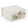 Hallmark Medium Gift Boxes with Bow and Shredded Paper Fill, Pack of 2 (Antique White 8 inch Box) for Weddings, Bridal Showers, Graduations, Birthdays, Bridesmaids Gifts, All Occasion(Antique White)