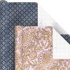 Hallmark Metallic Wrapping Paper Bundle with Cutlines on Reverse (6 Rolls: 210 Square Feet Total) Navy, Gold, Silver and White for Birthdays, Weddings, Graduations, Hanukkah, Christmas(Silver  Pink  Navy  Mint  Gold)