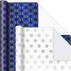 Hallmark Metallic Wrapping Paper Bundle with Cutlines on Reverse (6 Rolls: 210 Square Feet Total) Navy, Gold, Silver and White for Birthdays, Weddings, Graduations, Hanukkah, Christmas(Navy  Gold  Silver  White)