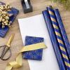 Hallmark Navy Blue and Gold Wrapping Paper Rolls for Graduation, Birthday, Wedding, Father’s Day, All Occasion – Metallic Striped and Geometric Gift Wrap Paper (Set of 3 Rolls: 105 sq. ft. ttl.)(Metallic Blue and Gold)