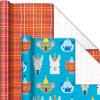 Hallmark Navy Blue and Gold Wrapping Paper Rolls for Graduation, Birthday, Wedding, Father’s Day, All Occasion – Metallic Striped and Geometric Gift Wrap Paper (Set of 3 Rolls: 105 sq. ft. ttl.)(Cats and Dogs  Stripes  Cupcakes  Grid  Polka Dots)