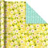 Hallmark Reversible Spring Wrapping Paper (3 Rolls: 75 Sq. Ft. Ttl) Floral, Lemons, Bright Abstract for Easter, Birthdays, Mother’s Day, Bridal Showers, Baby Showers(Reversible Pink  Yellow  Mint)