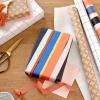 Hallmark Wrapping Paper Bundle with Cut Lines on Reverse – Blush Pink, Gray, Blue, Gold (3-Pack: 55 sq. ft. ttl.) High Gloss & Metallic Prints for Mothers Day, Weddings, Baby Showers, Bridal Showers(Kraft Colorful Stripes  Grid  Plus)