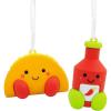Hallmark Better Together Santa Milk Mug and Christmas Tree Cookie Magnetic Christmas Ornaments, Set of 2, Shatterproof(Taco & Hot Sauce)
