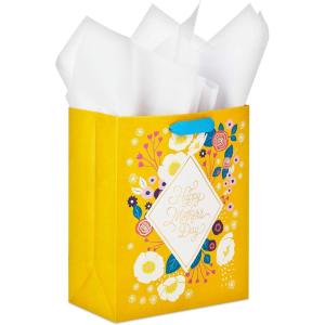 Hallmark 13″ Large Mother’s Day Gift Bag with Tissue Paper (Pastel Floral Stripe with Gold Accents) for Mom, Grandma, Nana, New Mothers(Yellow  Gold)
