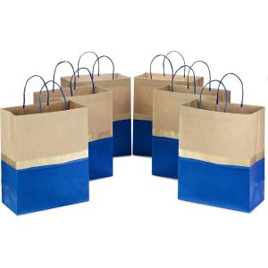 Hallmark 13″ Large Paper Gift Bags (Pack of 6 – Turquoise & Kraft) for Birthdays, Easter, Weddings, Mother’s Day, Baby Showers, Bridal Showers or Any Occasion(Blue)