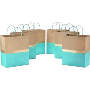 Hallmark 13″ Large Paper Gift Bags (Pack of 6 – Turquoise & Kraft) for Birthdays, Easter, Weddings, Mother’s Day, Baby Showers, Bridal Showers or Any Occasion(Turquoise)