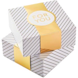 Hallmark 8″ Medium Pearl White Gift Boxes with Wrap Bands (3 Boxes, 3 Wrap Bands) for Easter, Weddings, Bridal Parties, Valentine’s Day, Graduations, Wrapped Treats and Cookies(White and Gold)