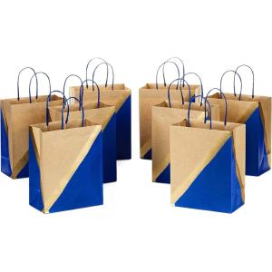 Hallmark 9″ Medium Paper Gift Bags, 8-Pack (Pink & Kraft) for Easter, Birthdays, Mother’s Day, Weddings, Baby Showers, Bridal Showers, Any Occasion(Blue)