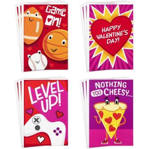 Hallmark Assorted Valentines Day Cards for Kids, 12 Cards with Envelopes (Unicorns, Bears, Llamas)(Fun Games  4 Designs  3 Cards each with Envelopes)