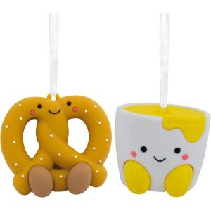 Hallmark Better Together Pizza and Ranch Dressing Magnetic Christmas Ornaments, Set of 2(Pretzel & Cheese Dip)