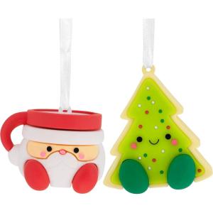 Hallmark Better Together Santa Milk Mug and Christmas Tree Cookie Magnetic Christmas Ornaments, Set of 2, Shatterproof(Milk & Cookies)