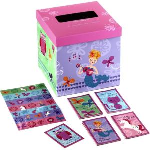 Hallmark Boys Valentines Day Cards and Mailbox for Kids School Classroom Exchange, Games and Sports (1 Box, 32 Valentine Cards, 35 Stickers, 1 Teacher Card)(Unicorns & Friends)