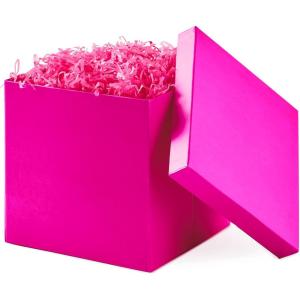 Hallmark Medium Gift Box with Lid and Shredded Paper Fill (Royal Blue 7 inch Box) for Birthdays, Graduations, Anniversaries, Father’s Day, Christmas, Valentine’s Day, All Occasion(Bright Pink)