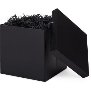 Hallmark Medium Gift Box with Lid and Shredded Paper Fill (Royal Blue 7 inch Box) for Birthdays, Graduations, Anniversaries, Father’s Day, Christmas, Valentine’s Day, All Occasion(Black)