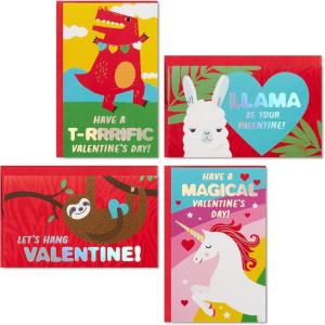 Hallmark Mini Valentines Day Cards for Kids School, Corgis, Squirrels, Koalas (18 Classroom Valentines with Envelopes)(Kid Animal Puns Folded Mini Valentines)