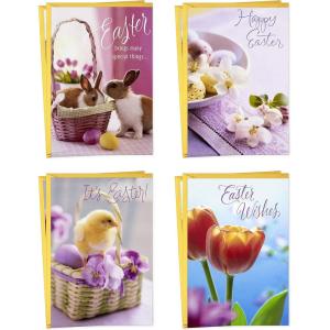 Hallmark Pack of Easter Cards, Easter Egg Flower (4 Cards with Envelopes)(Easter Bunnies  8 Cards with Envelopes)