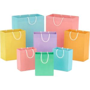 Hallmark White Gift Bags in Assorted Sizes (8 Bags: 2 Small 5″, 2 Medium 8″, 2 Large 11″, 2 Extra Large 14″) for Christmas, Weddings, Bridal Showers, Birthdays, Graduations(Pastel)
