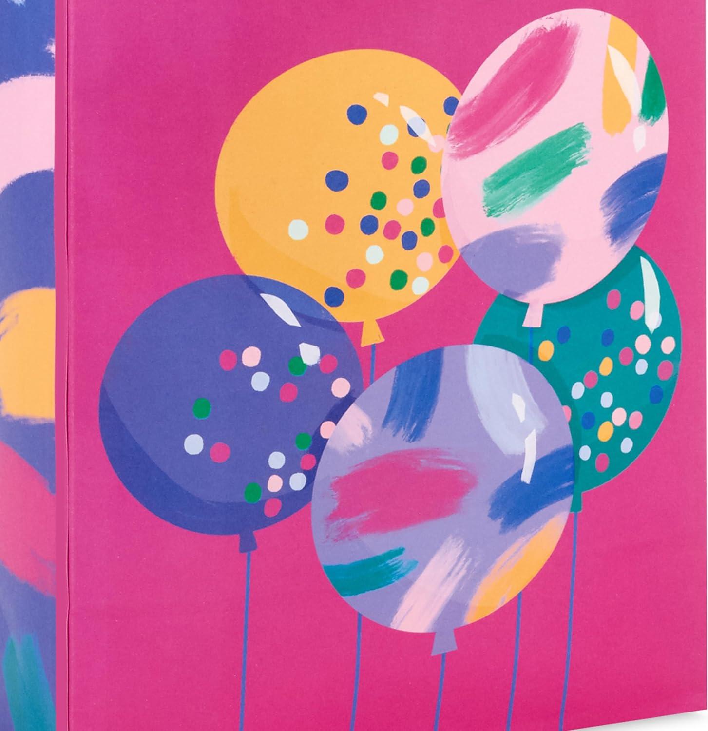 imageHallmark 13quot Large Floral Gift Bag with Tissue Paper and Birthday Card Modern Flowers Pink Sage Blue Black Yellow for Mom Daughter Sister Girlfriend Aunt NanaPink  Yellow and Blue Confetti Balloons